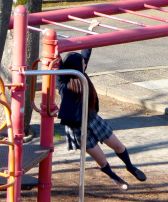Japanesehighschoolgirlonmonkeybars-dec19-2014
